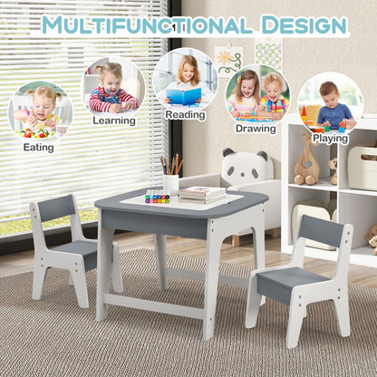 Kid's Table and Chairs Set with Double-sized Tabletop, Gray Kids Table & Chair Sets at Gallery Canada
