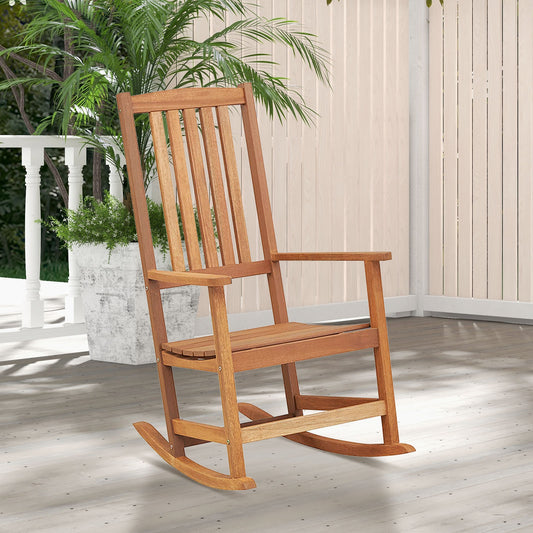 Patio Rocking Chair Ergonomic High-Back Outdoor Rocker with Smooth Rocking Base, Natural Patio Rocking Chairs & Gliders Natural at Gallery Canada