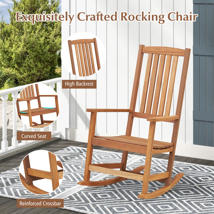 Patio Rocking Chair Ergonomic High-Back Outdoor Rocker with Smooth Rocking Base, Natural Patio Rocking Chairs & Gliders at Gallery Canada