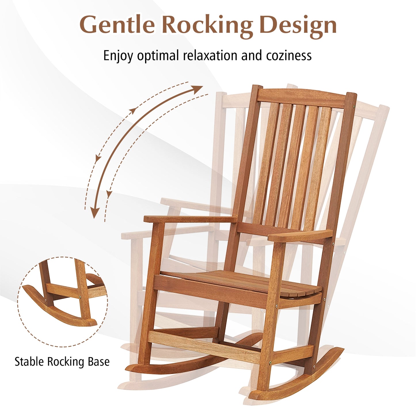 Patio Rocking Chair Ergonomic High-Back Outdoor Rocker with Smooth Rocking Base, Natural Patio Rocking Chairs & Gliders at Gallery Canada
