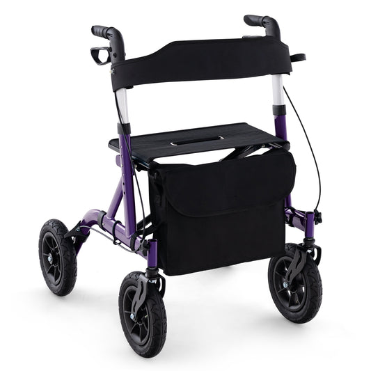 Foldable Rollator Walker, Height Adjustable With Seat, Purple Walkers & Rollators Purple at Gallery Canada