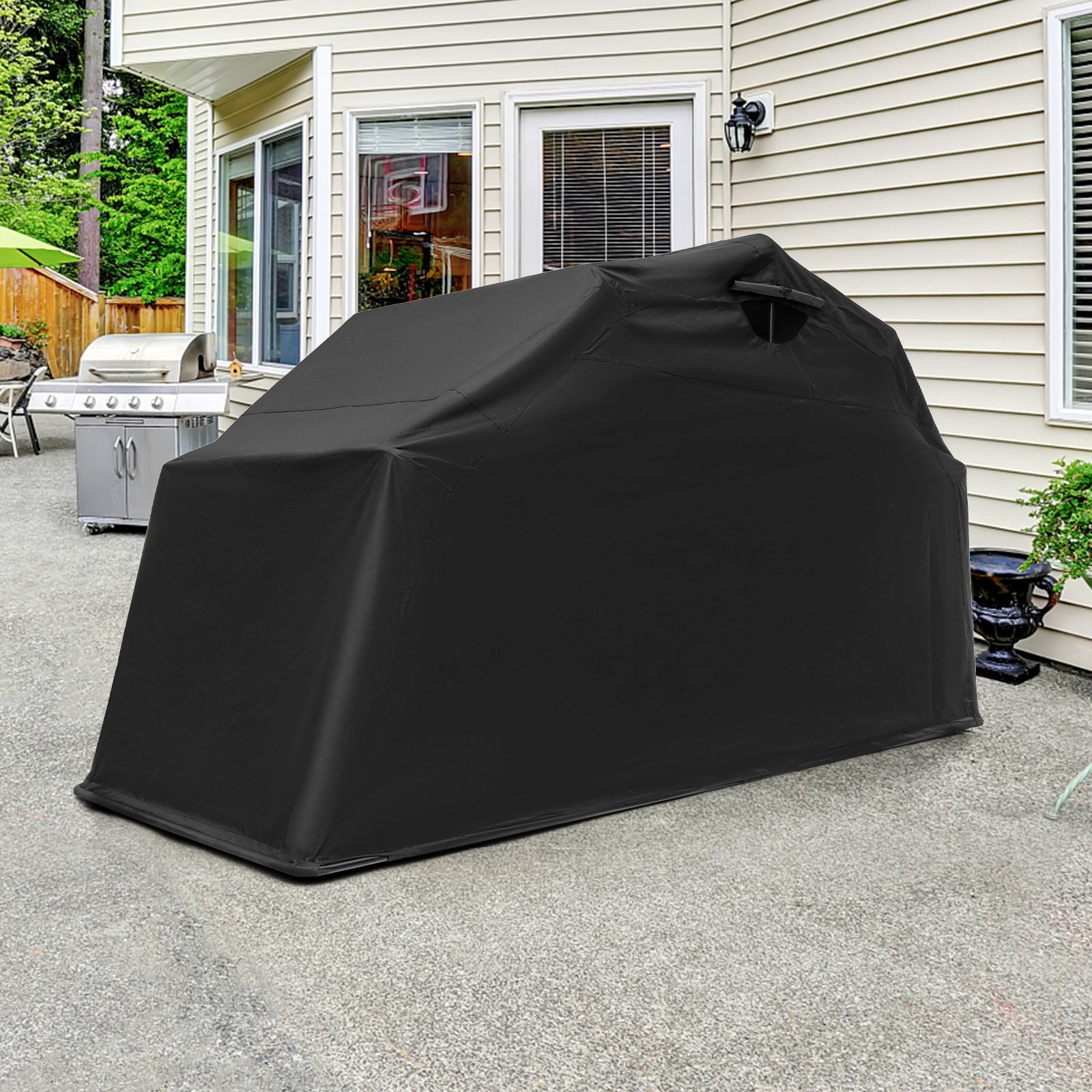 Outdoor Motorcycle Shelter Waterproof Motorbike Storage Tent with Cover, Black Carports at Gallery Canada