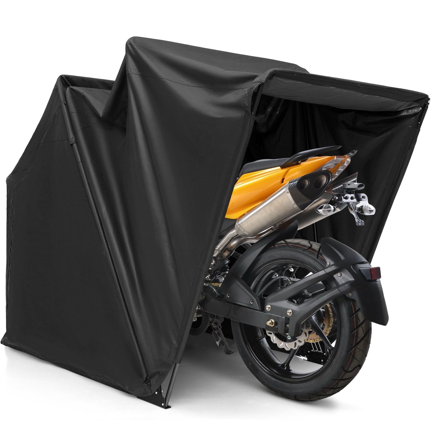 Outdoor Motorcycle Shelter Waterproof Motorbike Storage Tent with Cover, Black