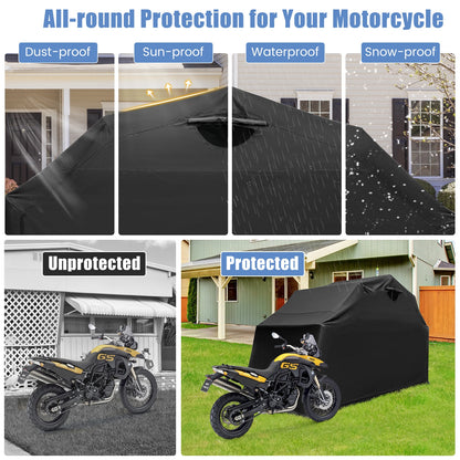 Outdoor Motorcycle Shelter Waterproof Motorbike Storage Tent with Cover, Black Carports at Gallery Canada