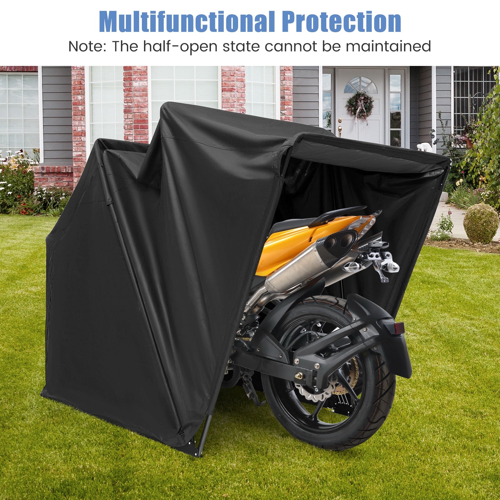 Outdoor Motorcycle Shelter Waterproof Motorbike Storage Tent with Cover, Black Carports at Gallery Canada