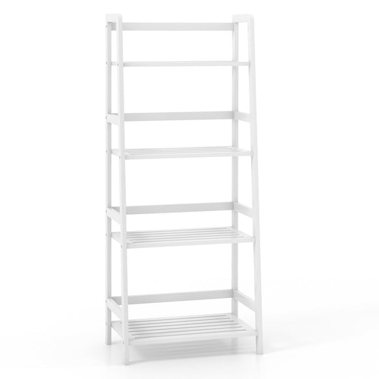 47.5 Inch 4-Tier Multifunctional Bamboo Bookcase Storage Stand Rack, White