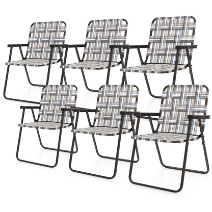 6 Pieces Folding Beach Chair Camping Lawn Webbing Chair, Brown Beach & Lawn Chairs at Gallery Canada