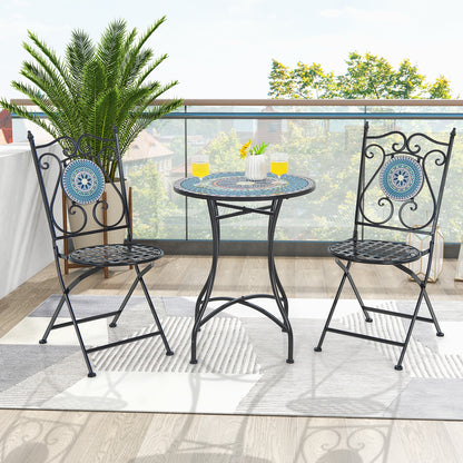 24 Inch Patio Bistro Table, Ceramic Tile Tabletop, Multicolor Patio Dining Tables at Gallery Canada