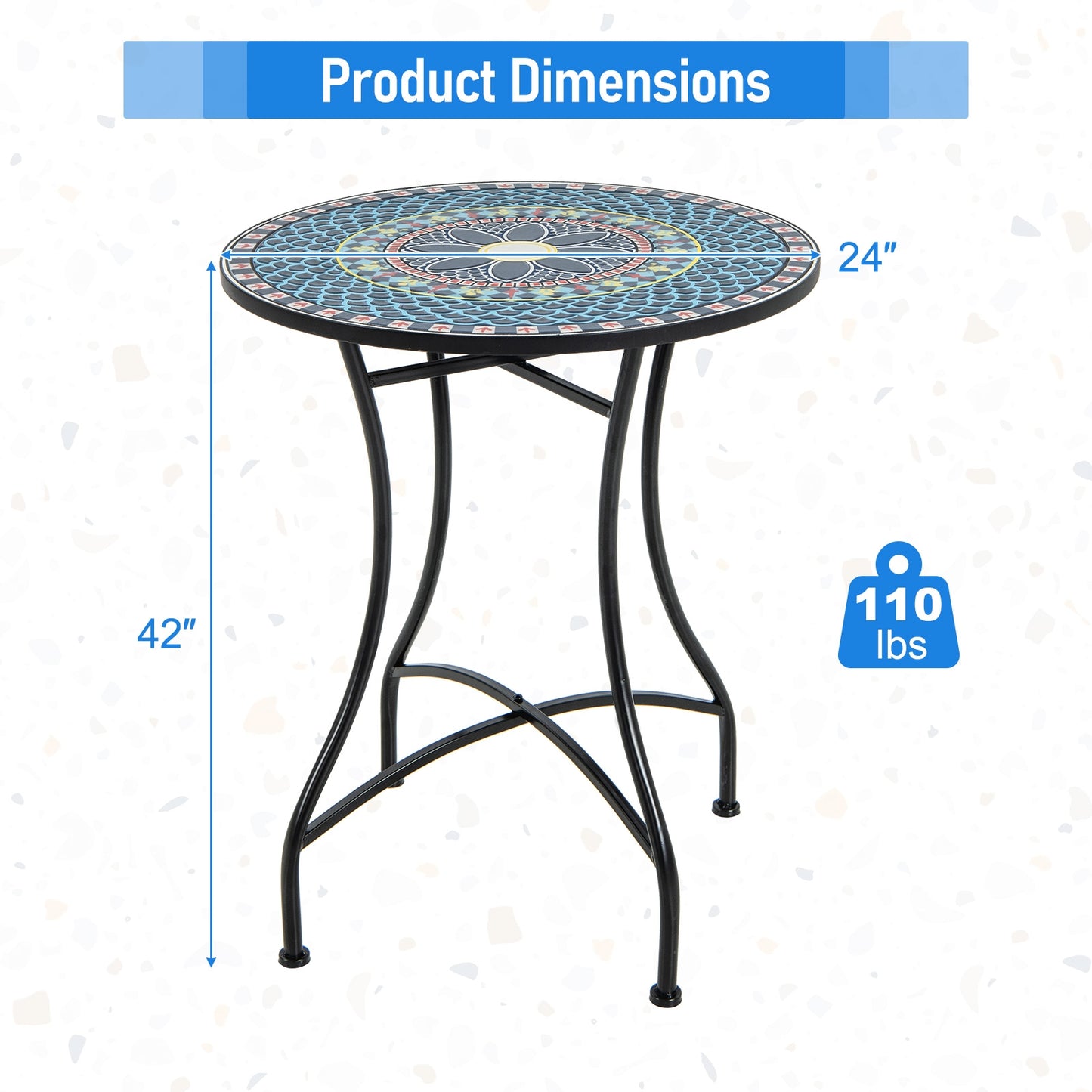 24 Inch Patio Bistro Table, Ceramic Tile Tabletop, Multicolor Patio Dining Tables at Gallery Canada