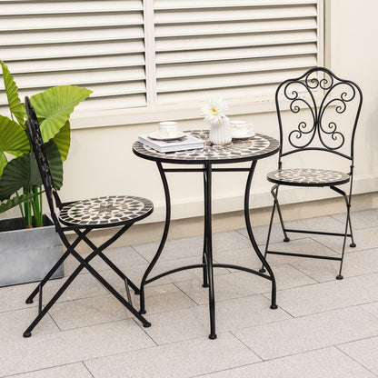 24 Inch Patio Bistro Table with Ceramic Tile Tabletop, Black Patio Dining Tables at Gallery Canada
