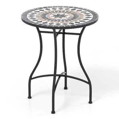 24 Inch Patio Bistro Table with Ceramic Tile Tabletop, Black Patio Dining Tables at Gallery Canada