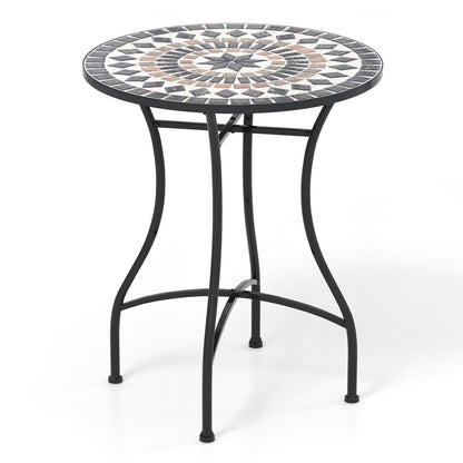 24 Inch Patio Bistro Table with Ceramic Tile Tabletop, Black Patio Dining Tables Black at Gallery Canada