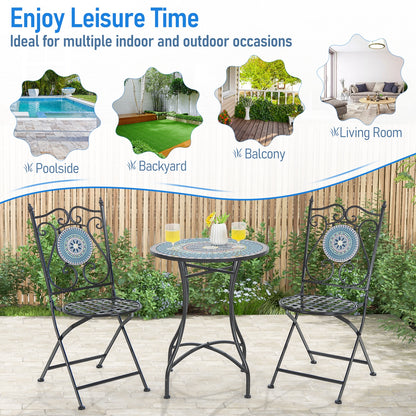 24 Inch Patio Bistro Table, Ceramic Tile Tabletop, Multicolor Patio Dining Tables at Gallery Canada