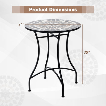 24 Inch Patio Bistro Table with Ceramic Tile Tabletop, Black Patio Dining Tables at Gallery Canada