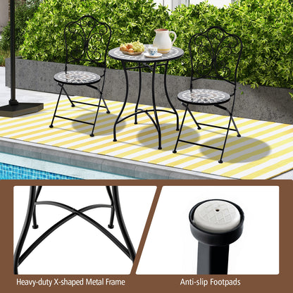 24 Inch Patio Bistro Table with Ceramic Tile Tabletop, Black Patio Dining Tables at Gallery Canada