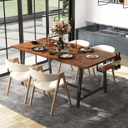 72 Inch Dining Table Rectangular Kitchen Table with 2-Bottle Wine Rack for 5-7, Walnut Dining Tables at Gallery Canada