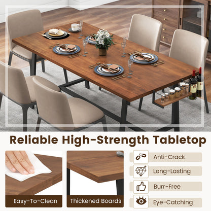 72 Inch Dining Table Rectangular Kitchen Table with 2-Bottle Wine Rack for 5-7, Walnut Dining Tables at Gallery Canada