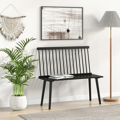 Dining Windsor Bench with Spindle Back and Anti-Slip Foot Pads, Black Dining Chairs at Gallery Canada
