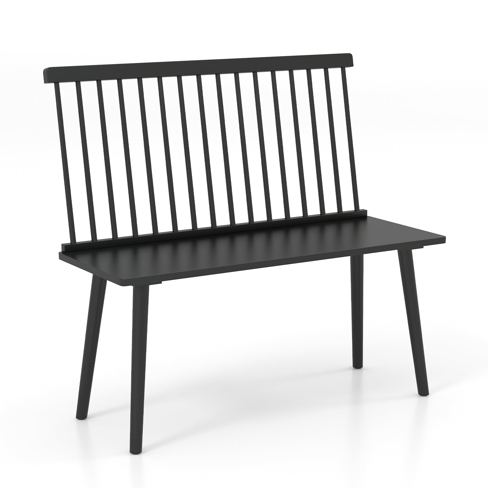Dining Windsor Bench with Spindle Back and Anti-Slip Foot Pads, Black Dining Chairs Black at Gallery Canada