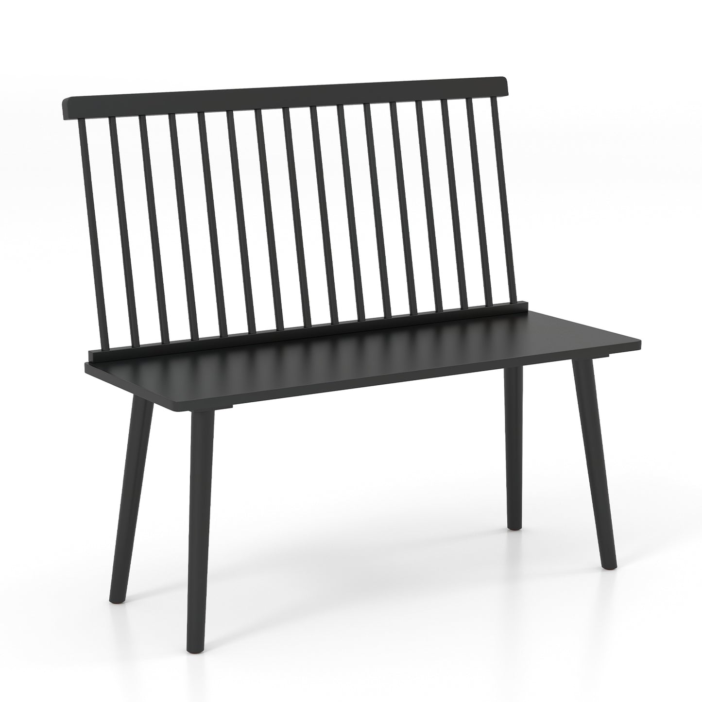Dining Windsor Bench with Spindle Back and Anti-Slip Foot Pads, Black Dining Chairs Black at Gallery Canada