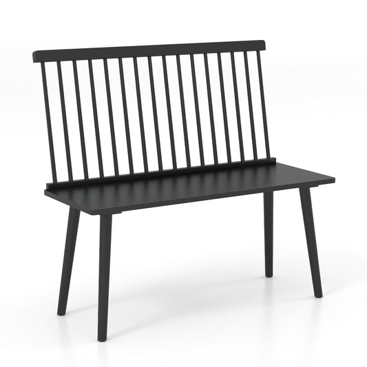 Dining Windsor Bench with Spindle Back and Anti-Slip Foot Pads, Black Dining Chairs Black at Gallery Canada