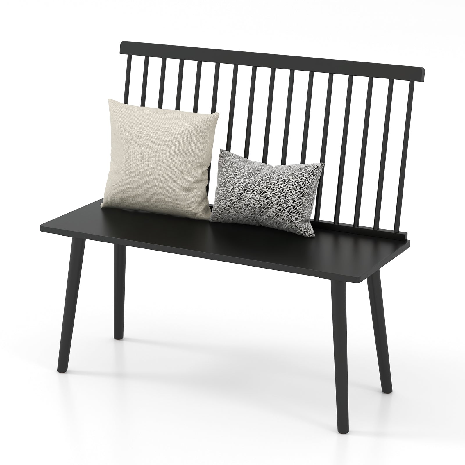Dining Windsor Bench with Spindle Back and Anti-Slip Foot Pads, Black Dining Chairs at Gallery Canada