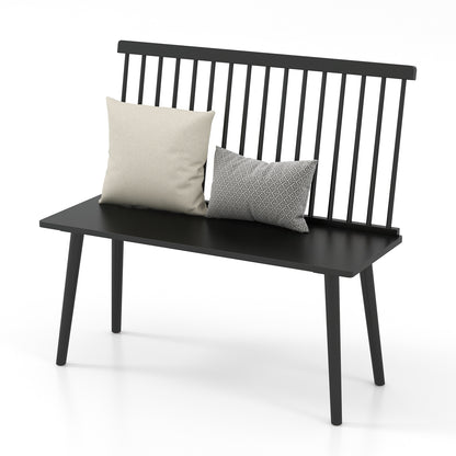 Dining Windsor Bench with Spindle Back and Anti-Slip Foot Pads, Black Dining Chairs at Gallery Canada