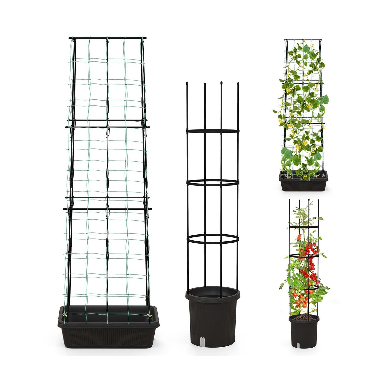 2 Pack Garden Planters with Trellis Cucumber Trellis Tomato Cage, Black Raised Garden Beds Black at Gallery Canada