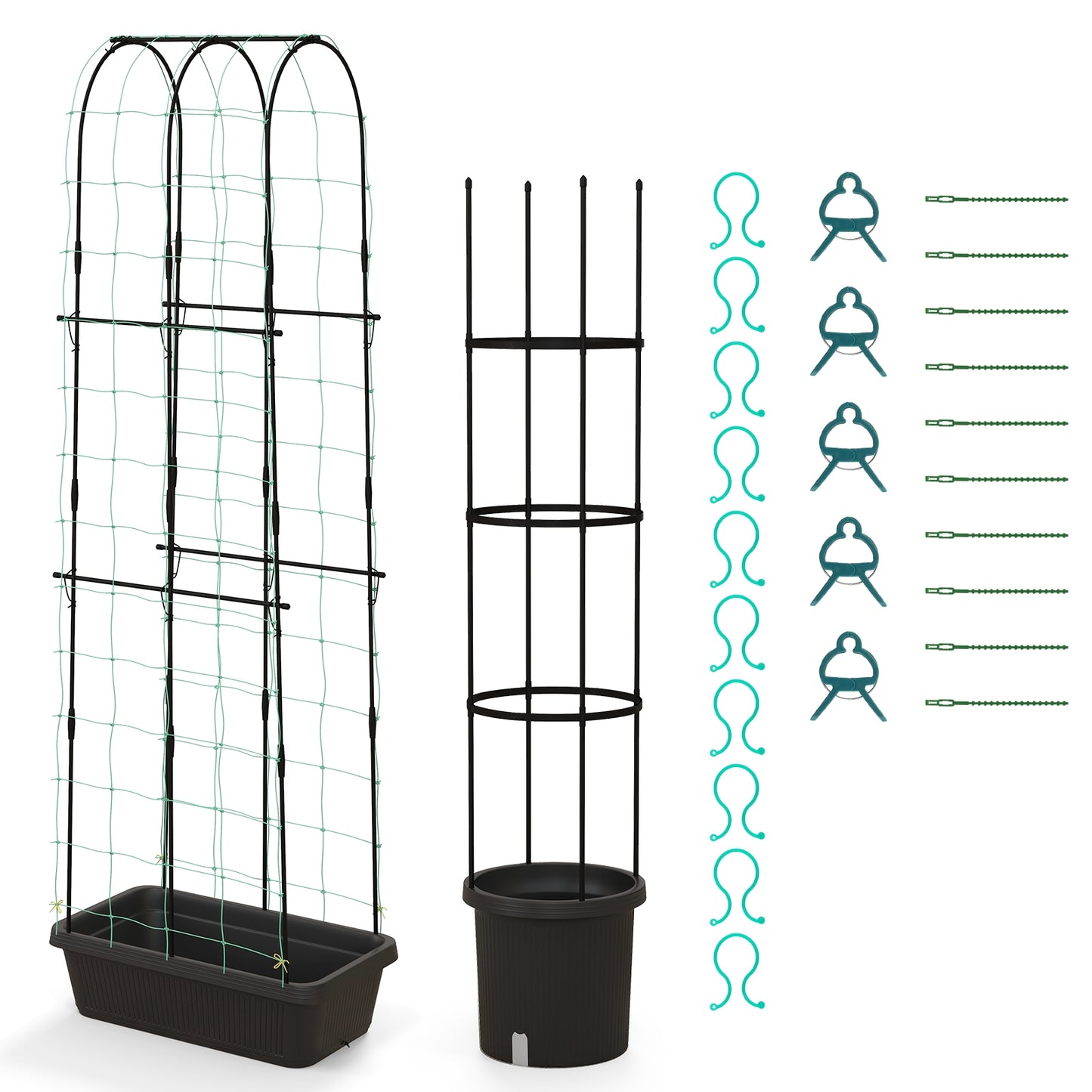 2 Pack Garden Planters with Trellis Cucumber Trellis Tomato Cage, Black Raised Garden Beds at Gallery Canada