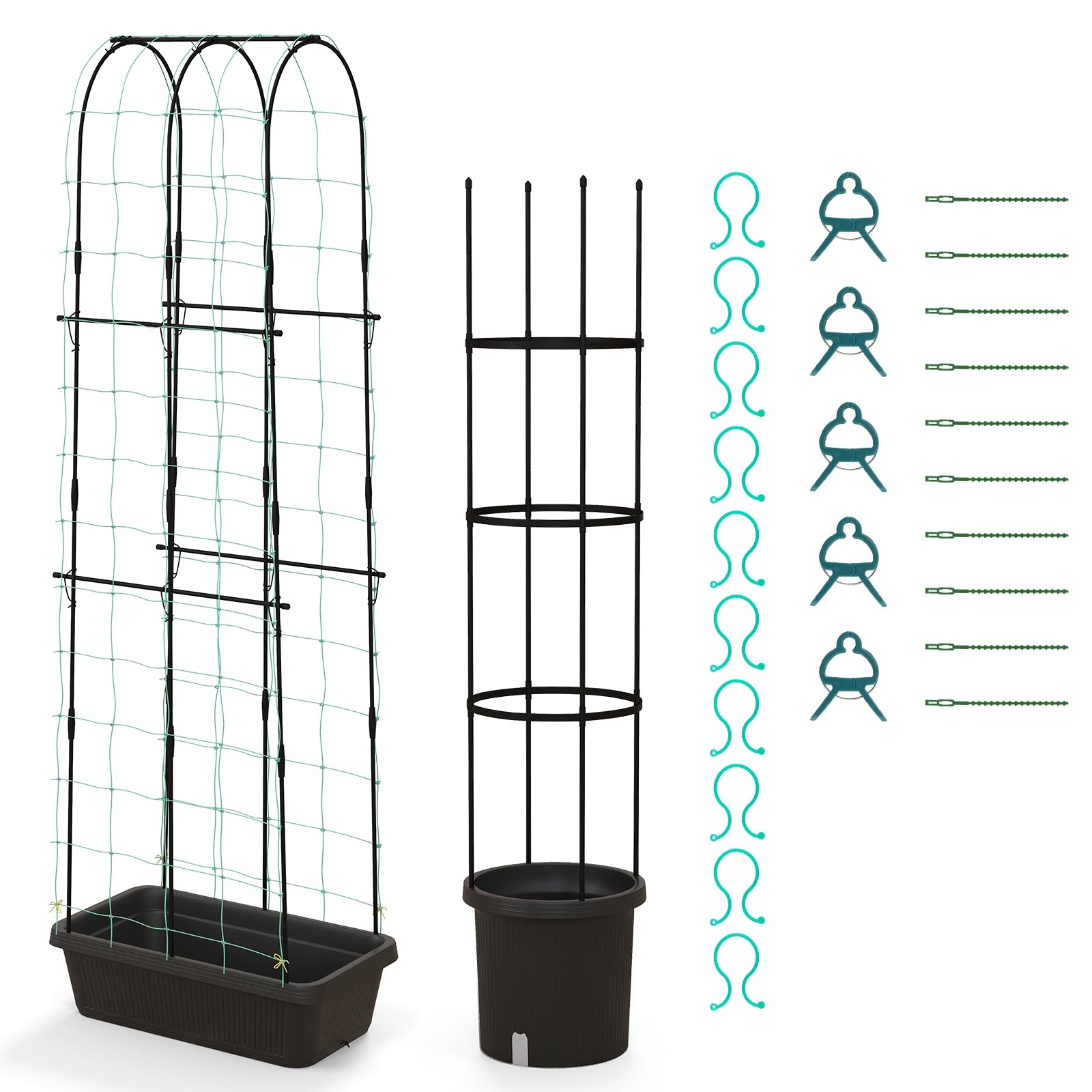 2 Pack Garden Planters with Trellis Cucumber Trellis Tomato Cage, Black Raised Garden Beds at Gallery Canada
