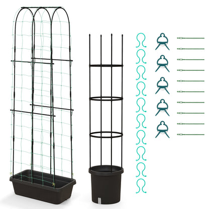 2 Pack Garden Planters with Trellis Cucumber Trellis Tomato Cage, Black Raised Garden Beds at Gallery Canada