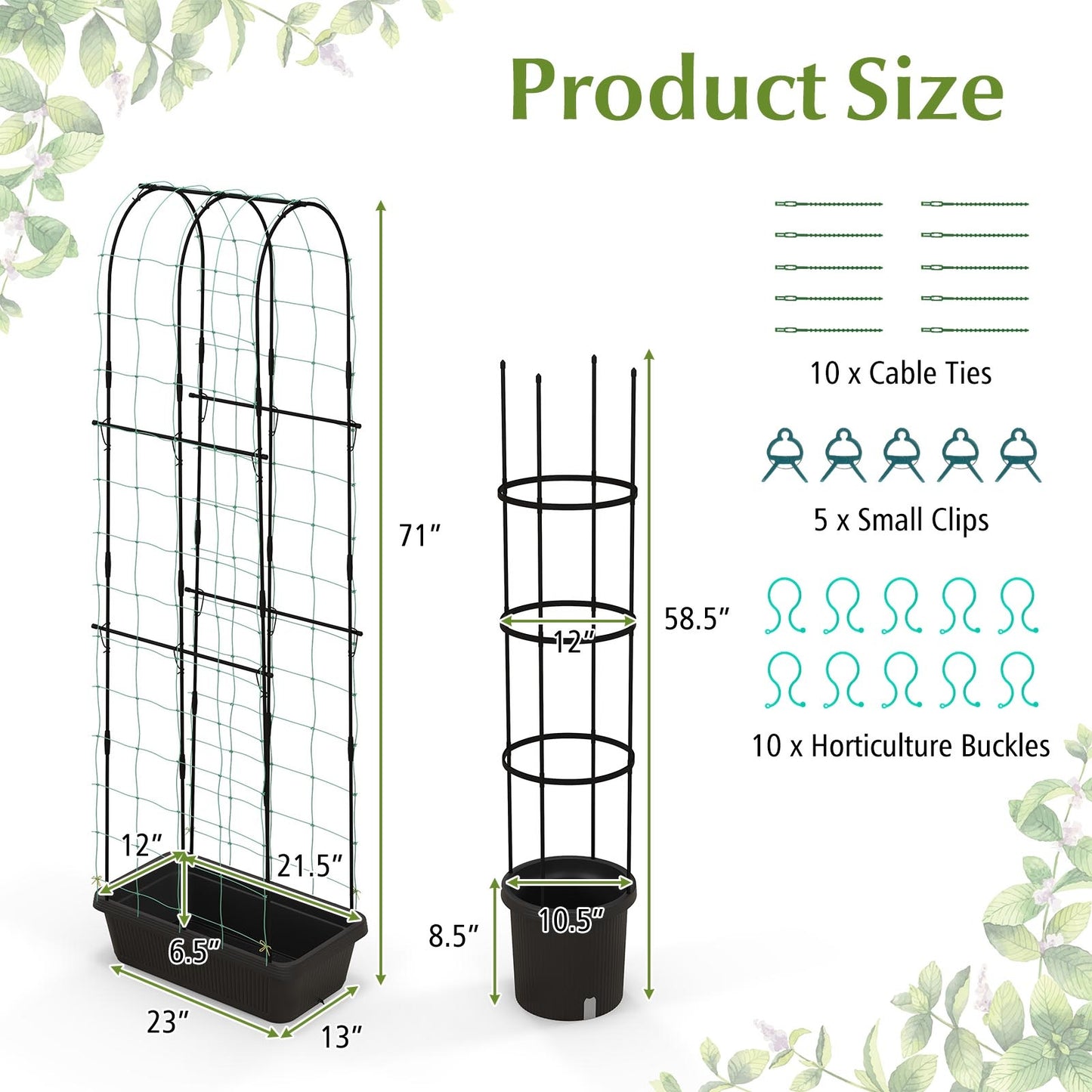 2 Pack Garden Planters with Trellis Cucumber Trellis Tomato Cage, Black Raised Garden Beds at Gallery Canada