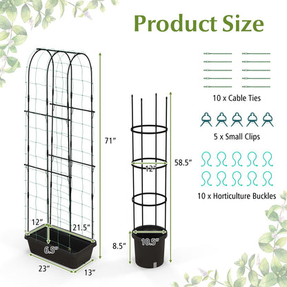 2 Pack Garden Planters with Trellis Cucumber Trellis Tomato Cage, Black Raised Garden Beds at Gallery Canada