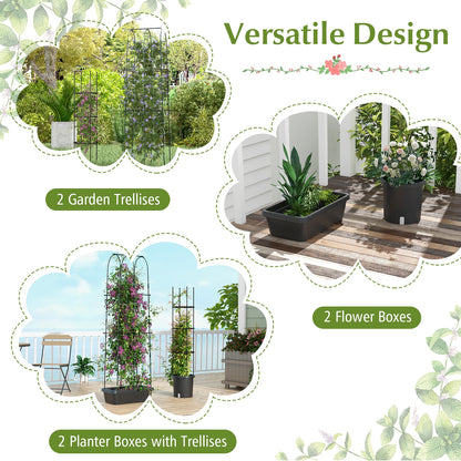 2 Pack Garden Planters with Trellis Cucumber Trellis Tomato Cage, Black Raised Garden Beds at Gallery Canada