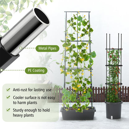 2 Pack Garden Planters With Trellis, Tomato Cage, Black Raised Garden Beds at Gallery Canada