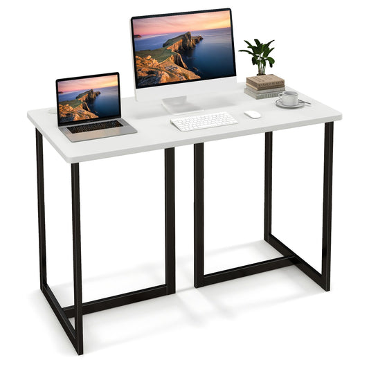 Modern Computer Desk 47 Inch Writing Study Table with Metal Frame - Gallery Canada
