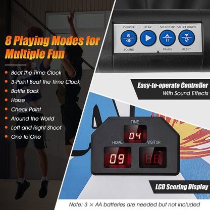 Indoor Double Electronic Basketball Game with 4 Balls, White