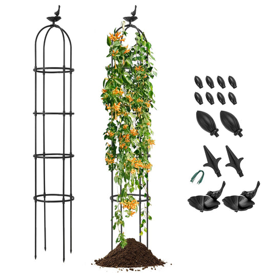 GIANTEX 2-Pack Garden Obelisk Trellis for Climbing Plants, Black