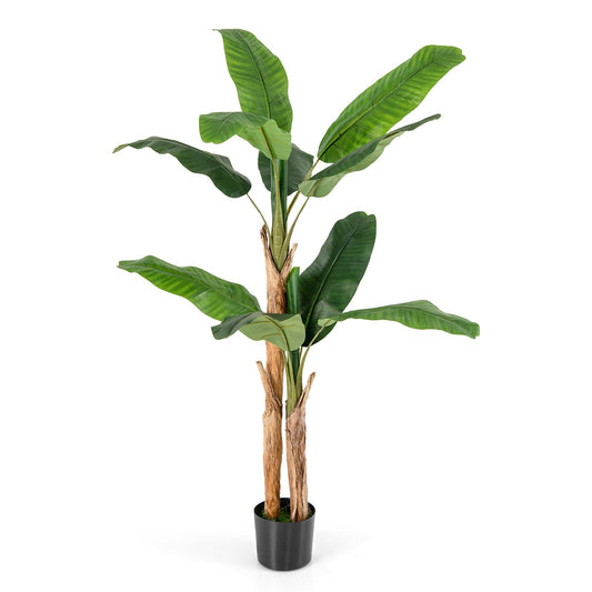 5.5/6.5 Feet Tall Artificial Banana Tree with 10/27 Large Leaves-5.5 ft