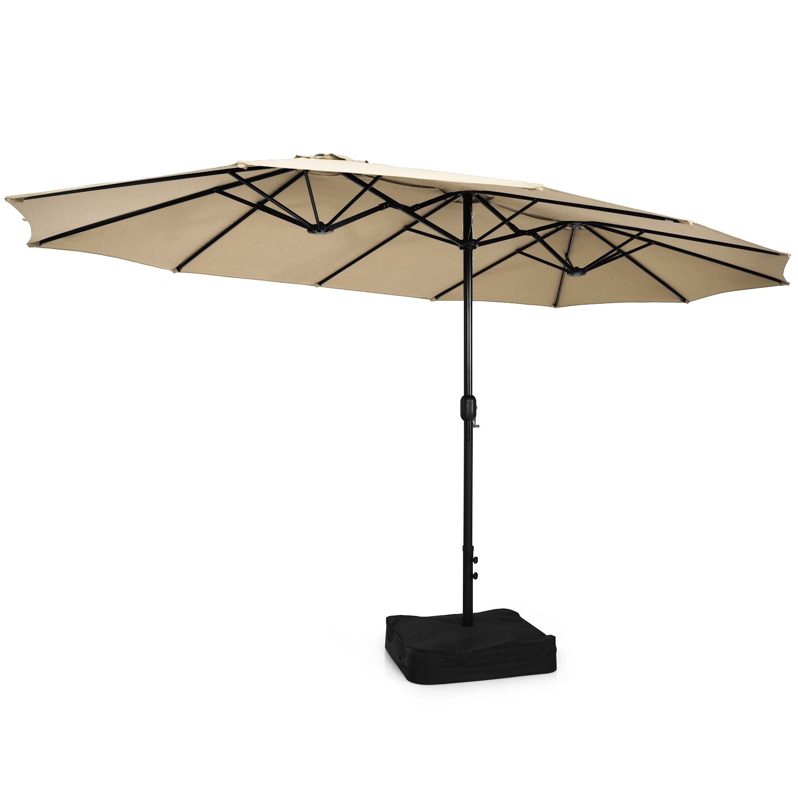 9 Piece Outdoor Dining Set, 15 Feet Double-Sided Umbrella, Beige Patio Conversation Sets at Gallery Canada