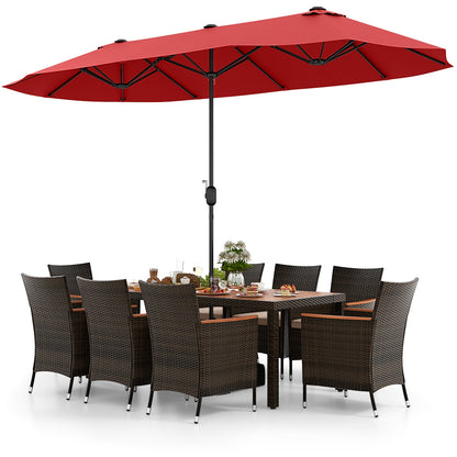 9 Piece Outdoor Dining Set, 15 Ft Double-Sided Patio Umbrella, Red Patio Conversation Sets at Gallery Canada