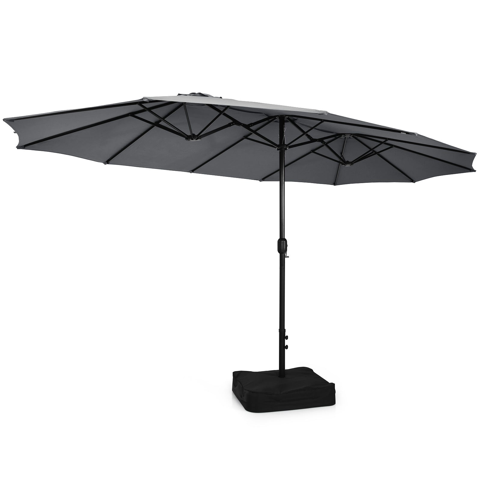 9 Piece Outdoor Dining Set, 15 Feet Double-Sided Patio Umbrella, Gray Patio Conversation Sets at Gallery Canada