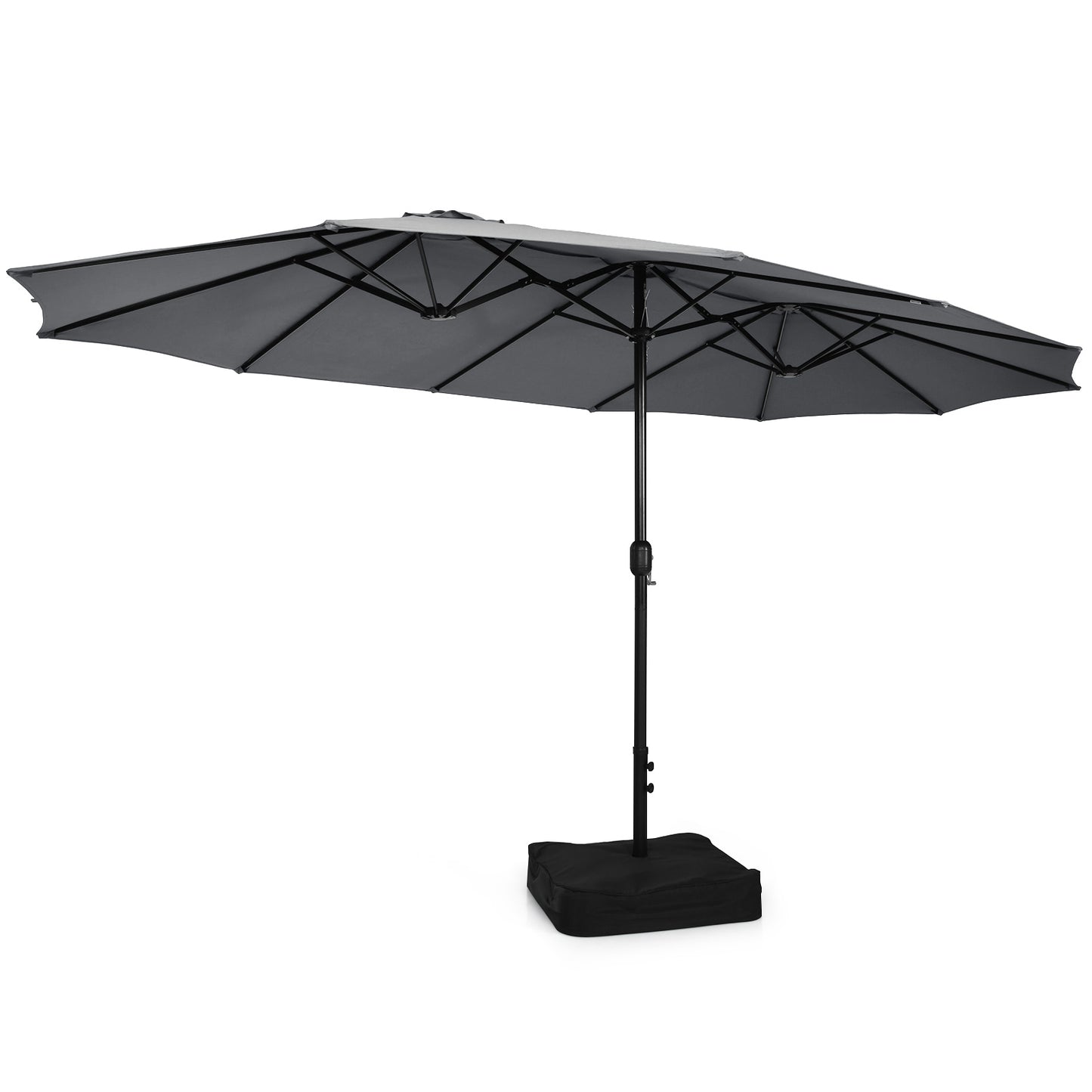 9 Piece Outdoor Dining Set, 15 Feet Double-Sided Patio Umbrella, Gray Patio Conversation Sets at Gallery Canada