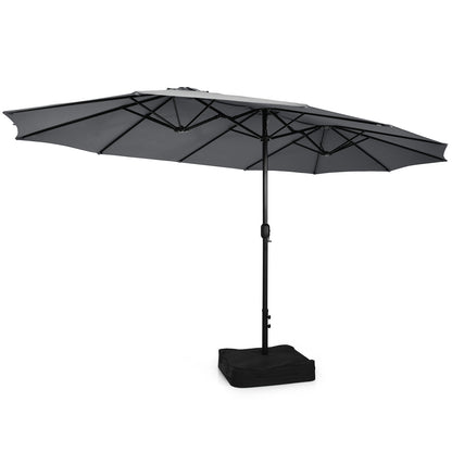 9 Piece Outdoor Dining Set, 15 Feet Double-Sided Patio Umbrella, Gray Patio Conversation Sets at Gallery Canada