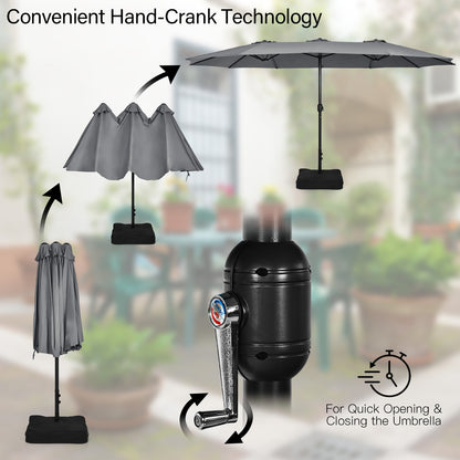 9 Piece Outdoor Dining Set, 15 Feet Double-Sided Patio Umbrella, Gray Patio Conversation Sets at Gallery Canada