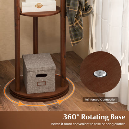 Freestanding Wooden Coat Tree with 3 Display Storage Shelves and 9 Hooks Coat Racks & Hall Trees at Gallery Canada