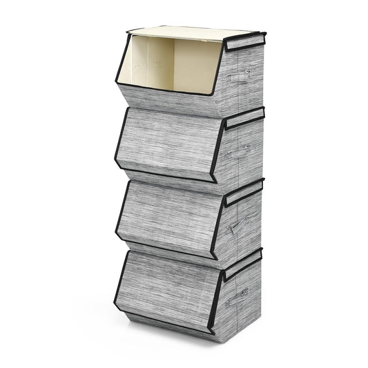 Set of 4 Storage Bins Stackable Cubes with Lid, Black at Gallery Canada