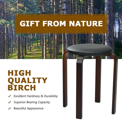 Set of 4 Bentwood Round Stools, Stackable Dining Chairs, Padded Seat, Black Dining Chairs at Gallery Canada