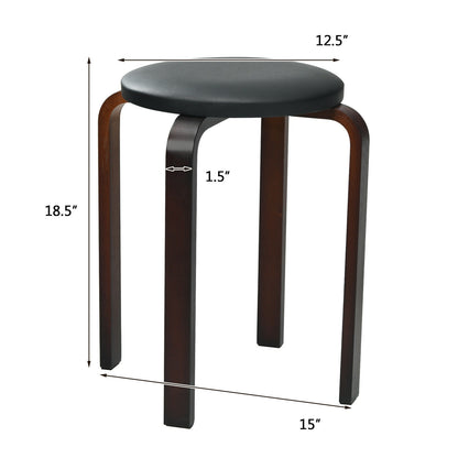 Set of 4 Bentwood Round Stools, Stackable Dining Chairs, Padded Seat, Black Dining Chairs at Gallery Canada
