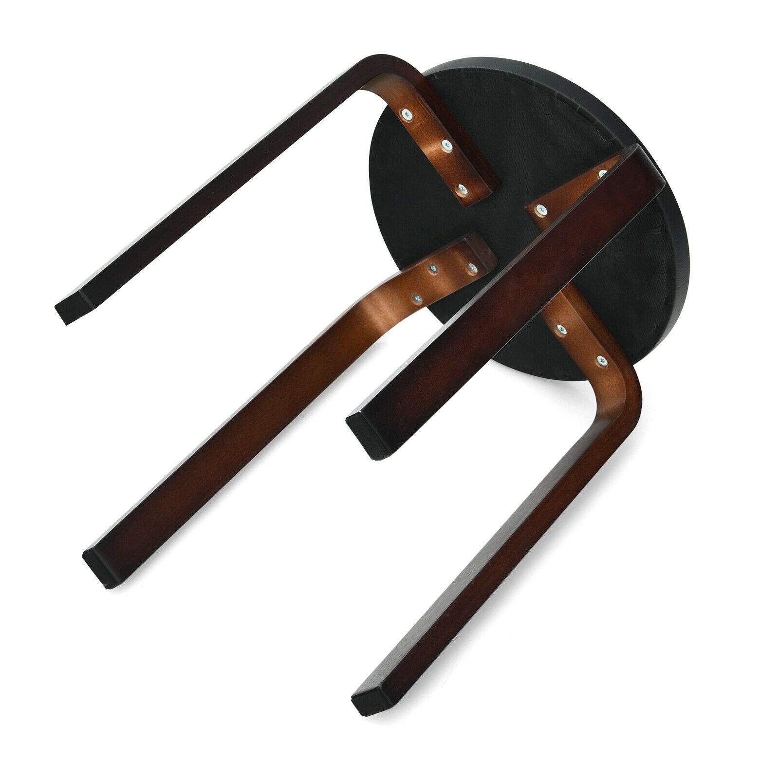 Set of 4 Bentwood Round Stools, Stackable Dining Chairs, Padded Seat, Black Dining Chairs at Gallery Canada